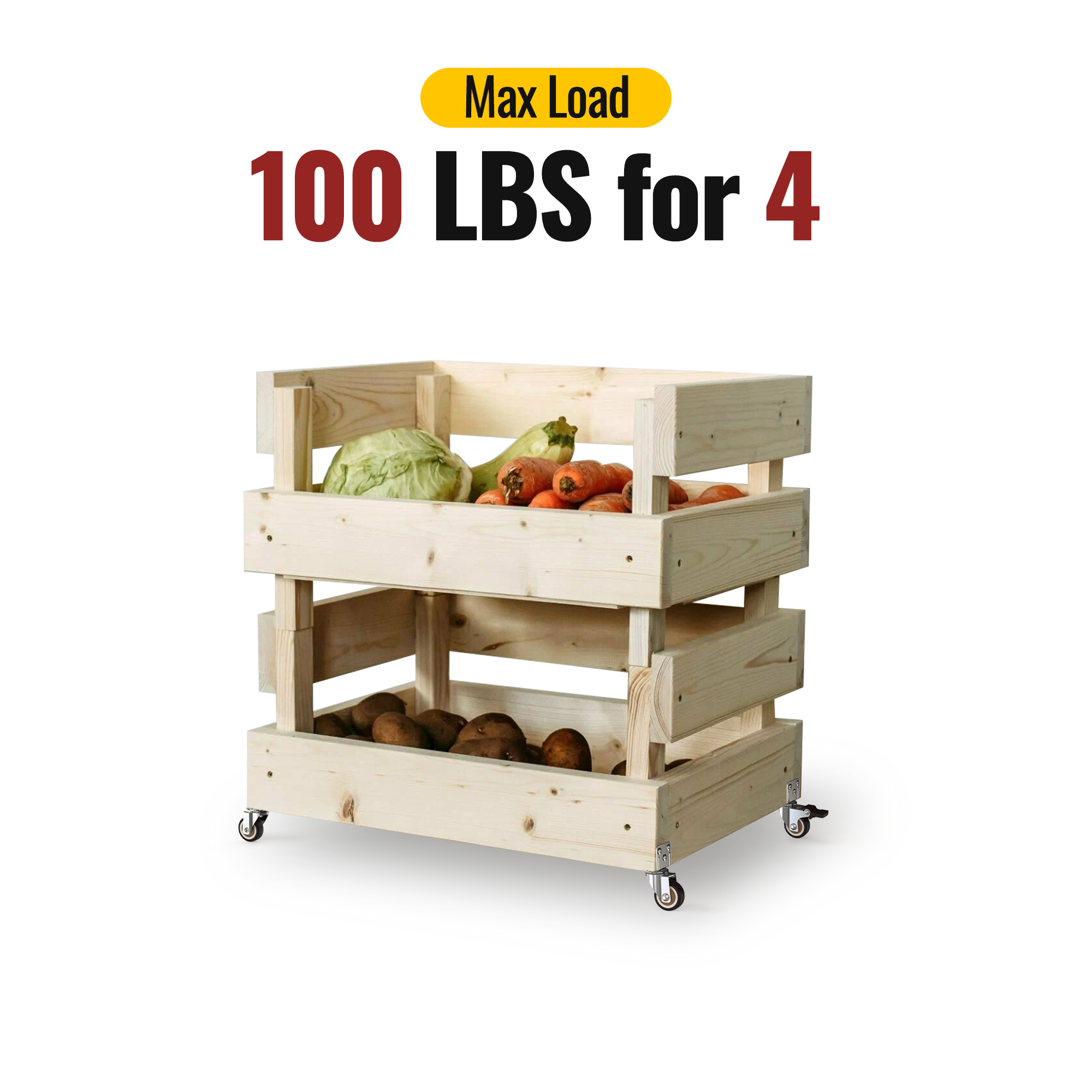 1.25 inch L-shaped casters supporting 100lbs load capacity