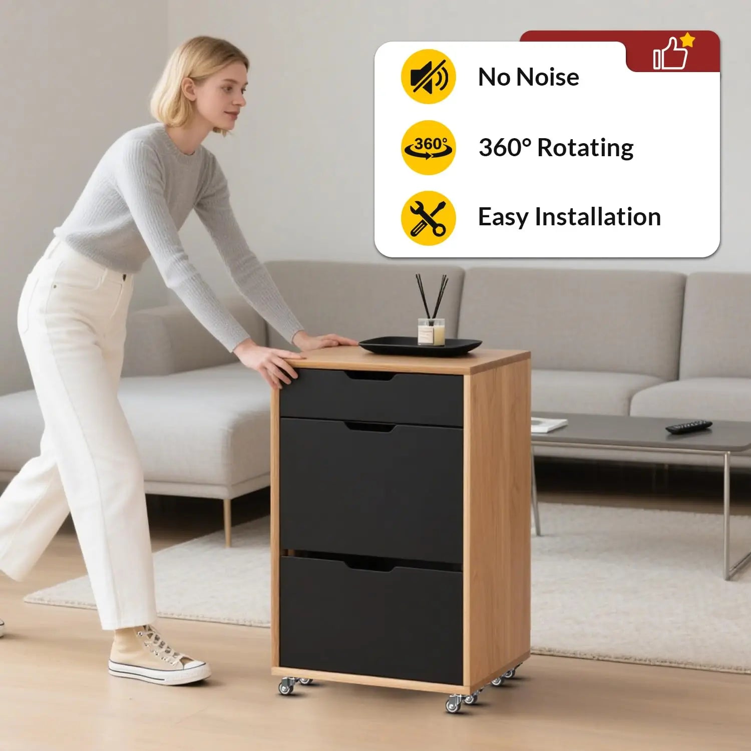 1 in Plate Casters Brown without Brake (Set of 8)