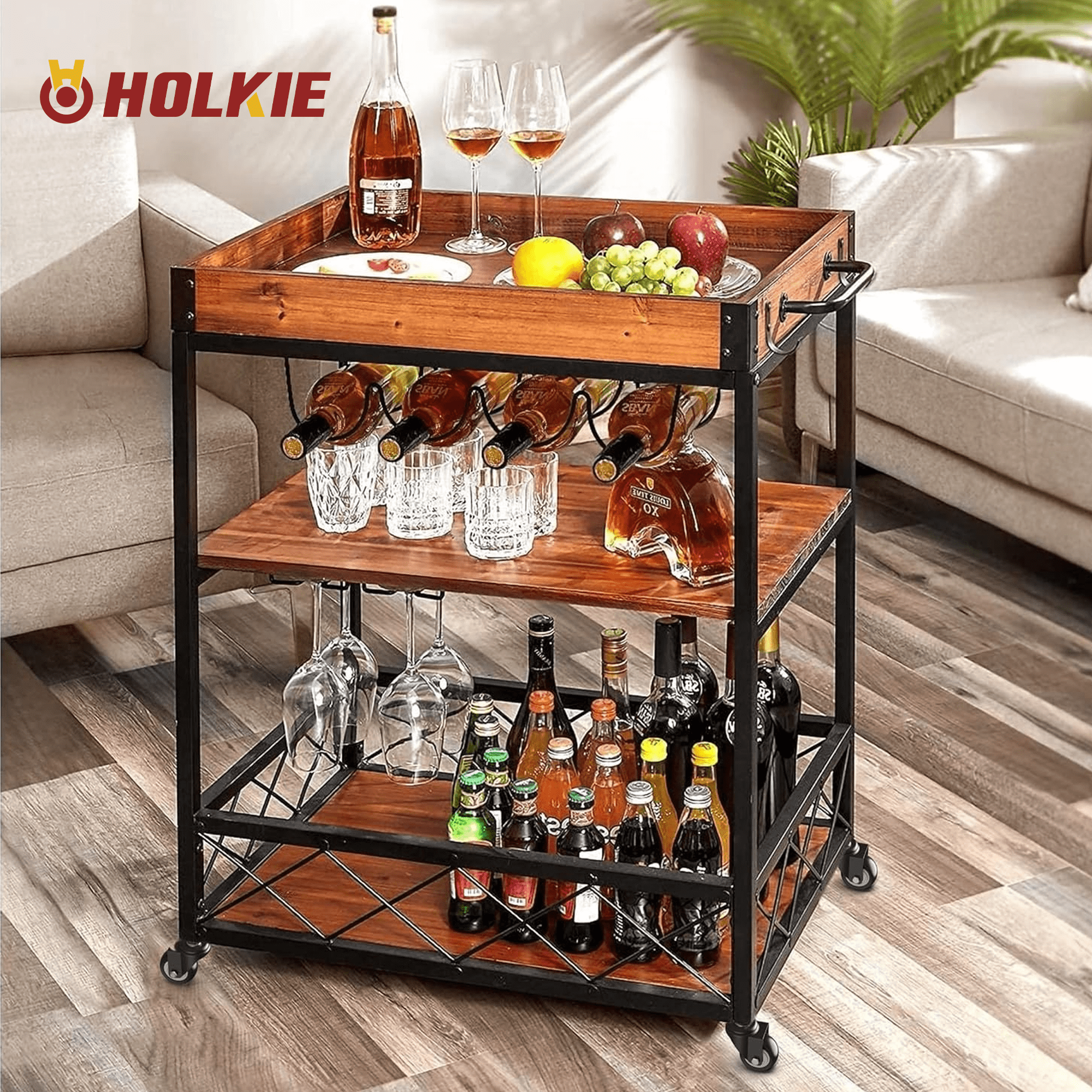 2 inch stem caster 3/8"-16 threaded black on bar cart/drink cart