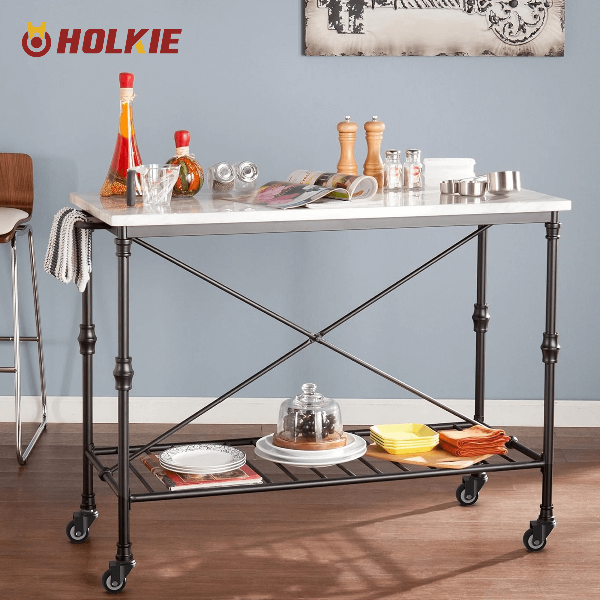 2 inch stem caster on serving tray table black 3/8"-16 threaded