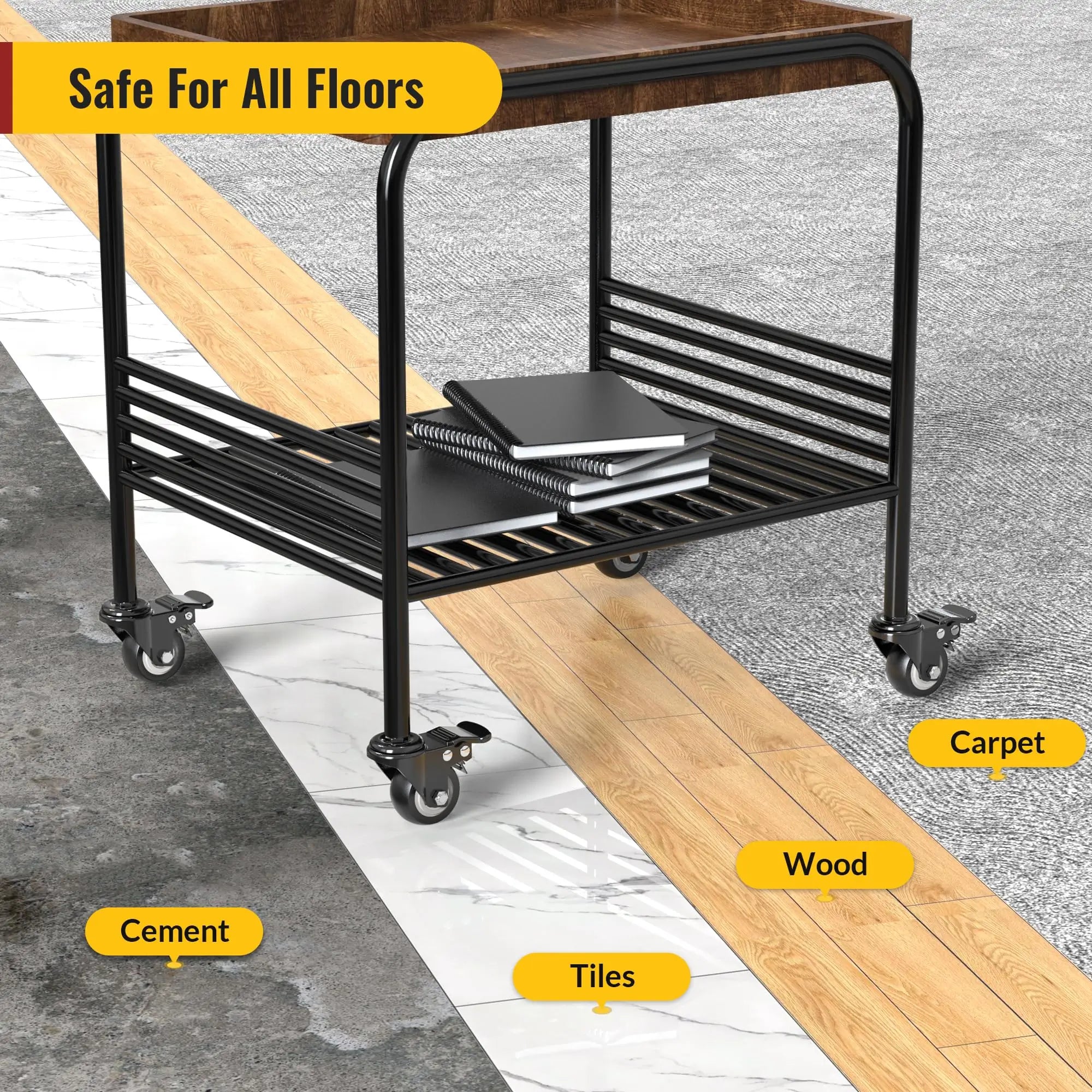 2 in Stem Casters Black Total Lock 3/8" -16 x 1"