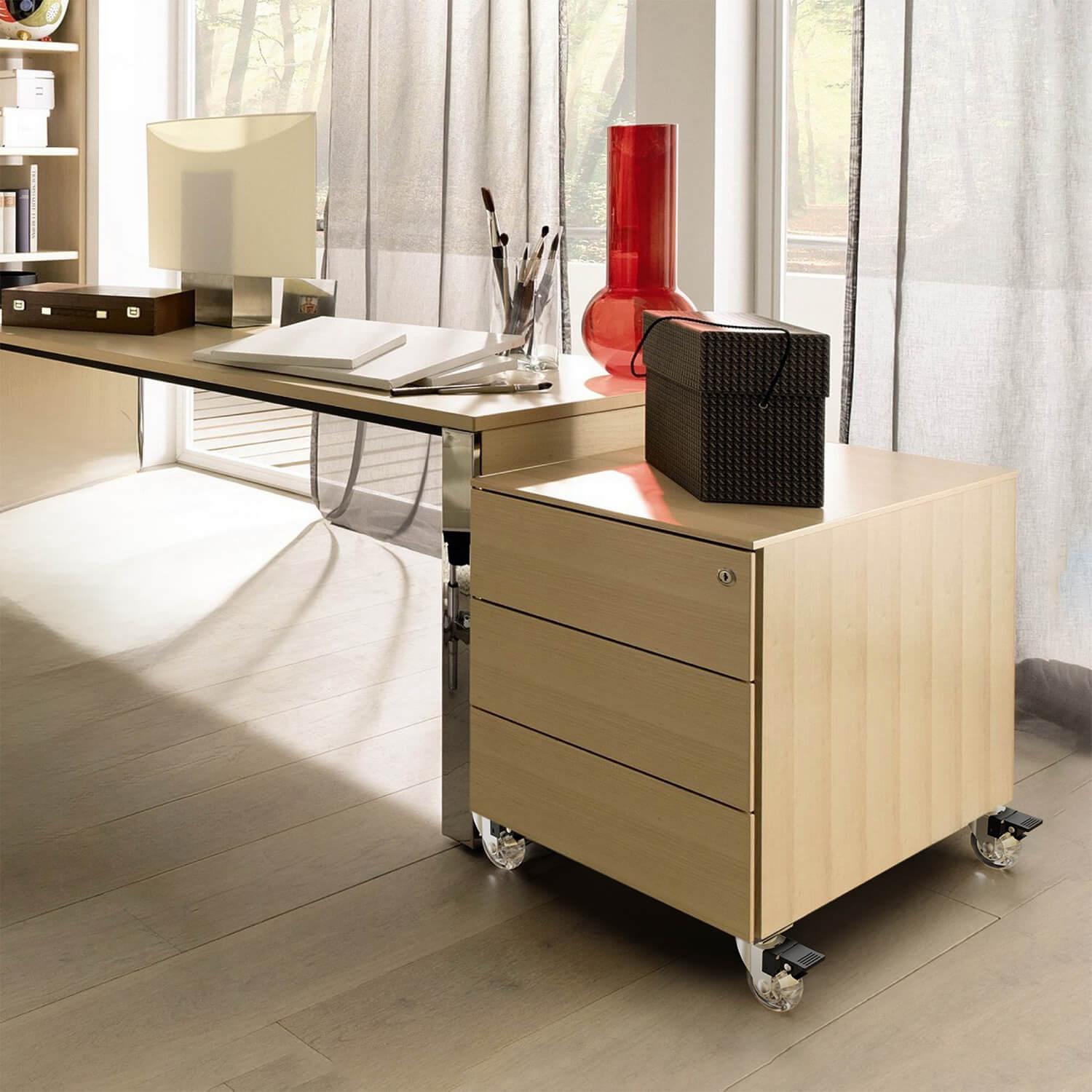 2 in Clear Furniture Plate Casters with Brake