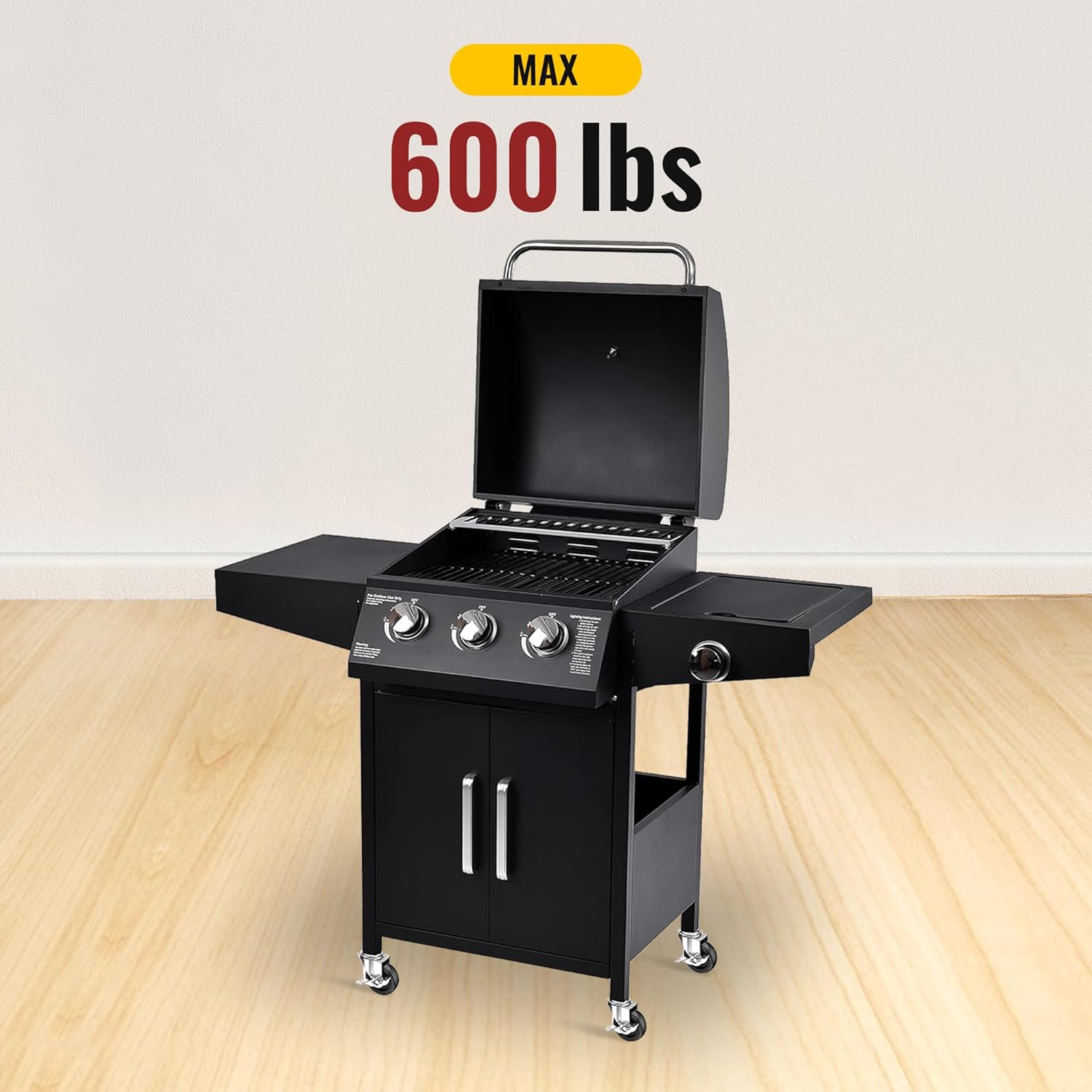 3-inch black stem casters with 3/8"-16 x 1" threaded stem - 600lb load capacity - Holkie