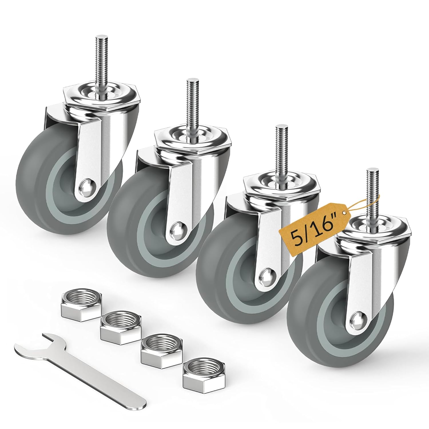 3 inch stem caster wheels with 5/16" -18 threaded stem casters without brake gray