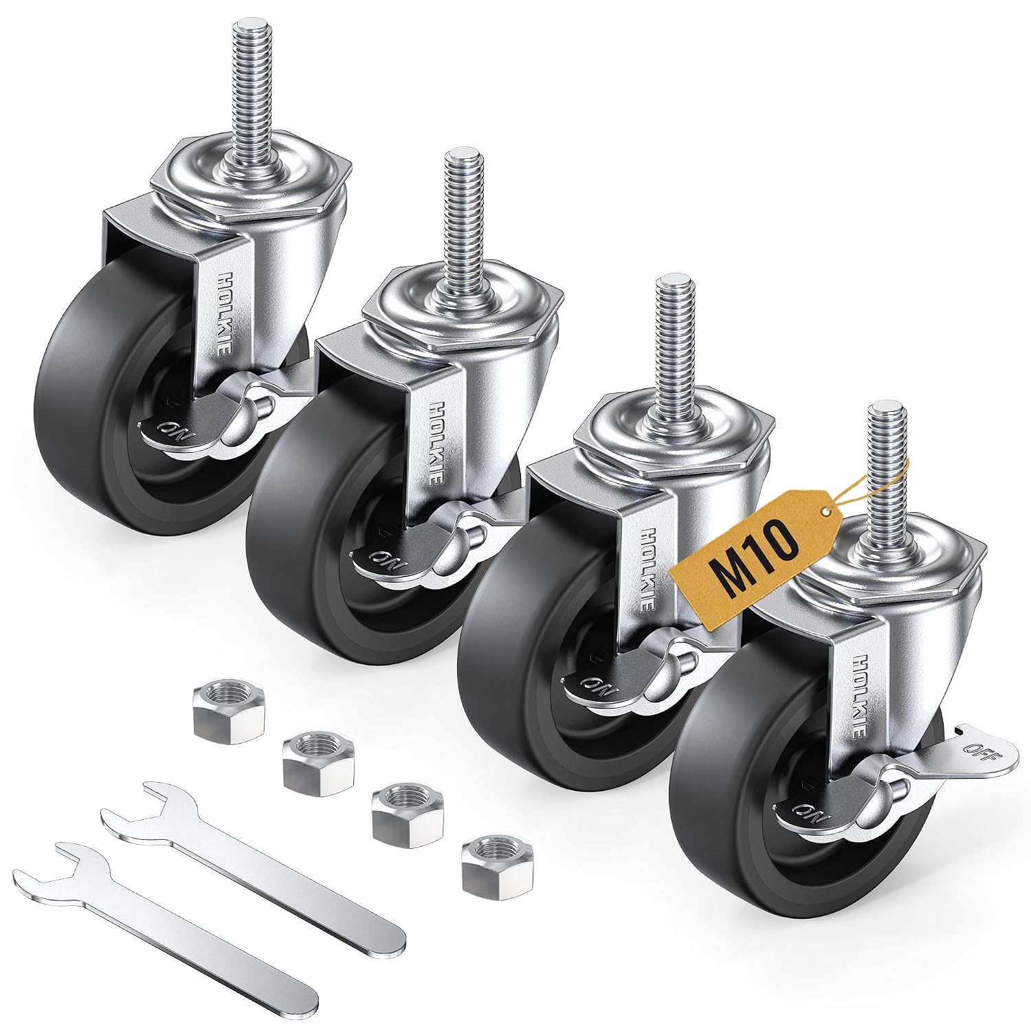 3 inch stem caster wheels with M10 x 1.5 x 30mm threaded stem black