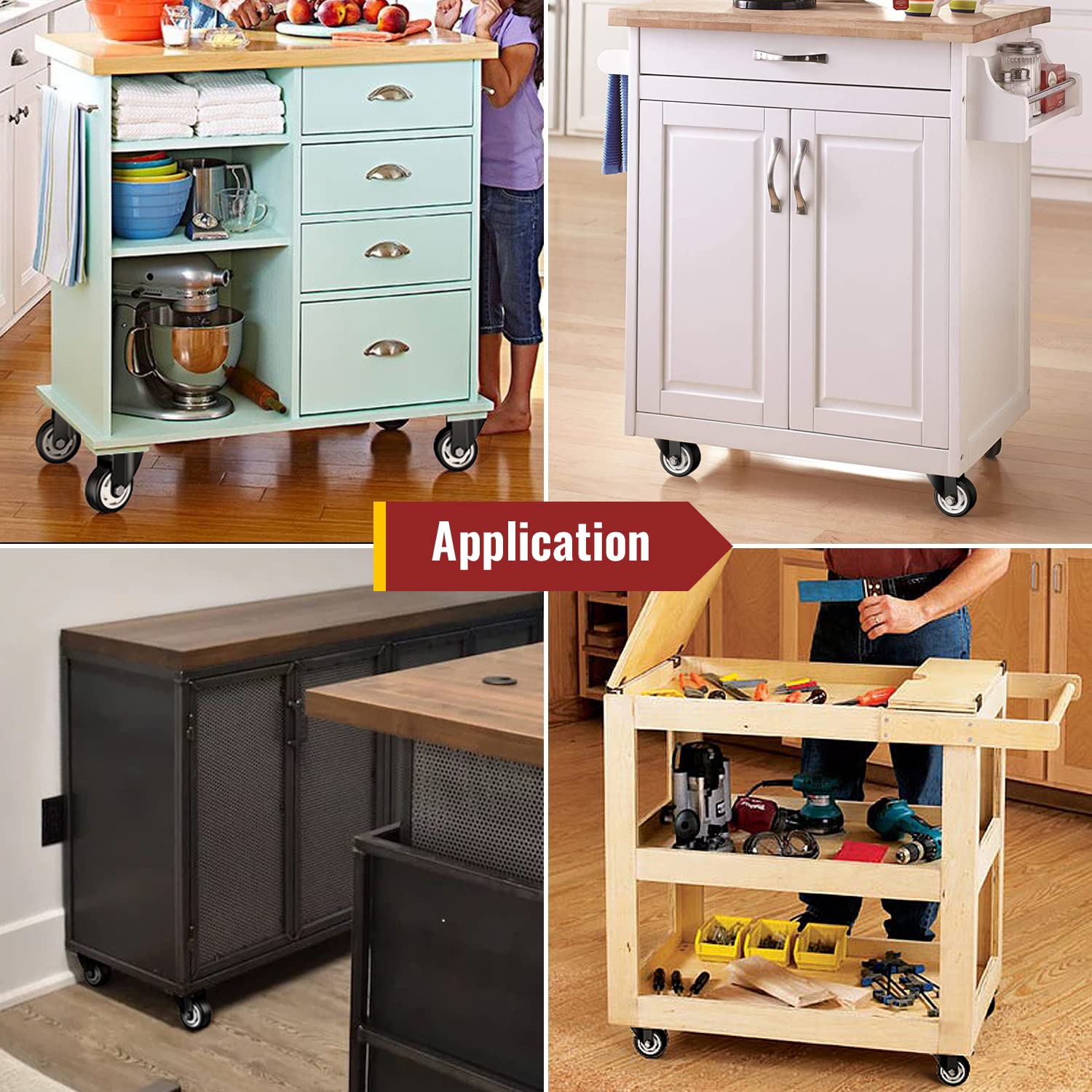 3 in Plate Casters Black without Brake