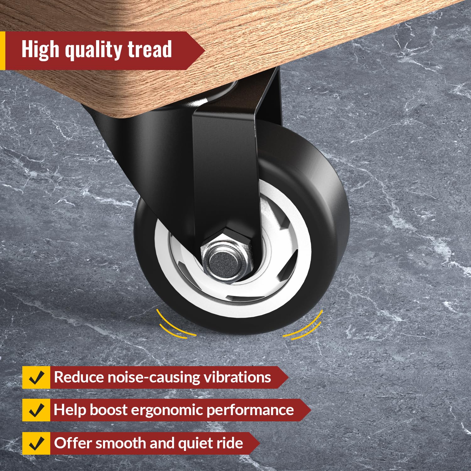 3 in Plate Casters Black without Brake