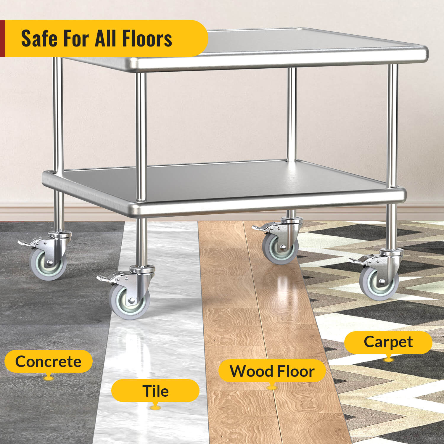 4-inch adjustable expanding stem casters rolling smoothly on multiple floor types - Holkie