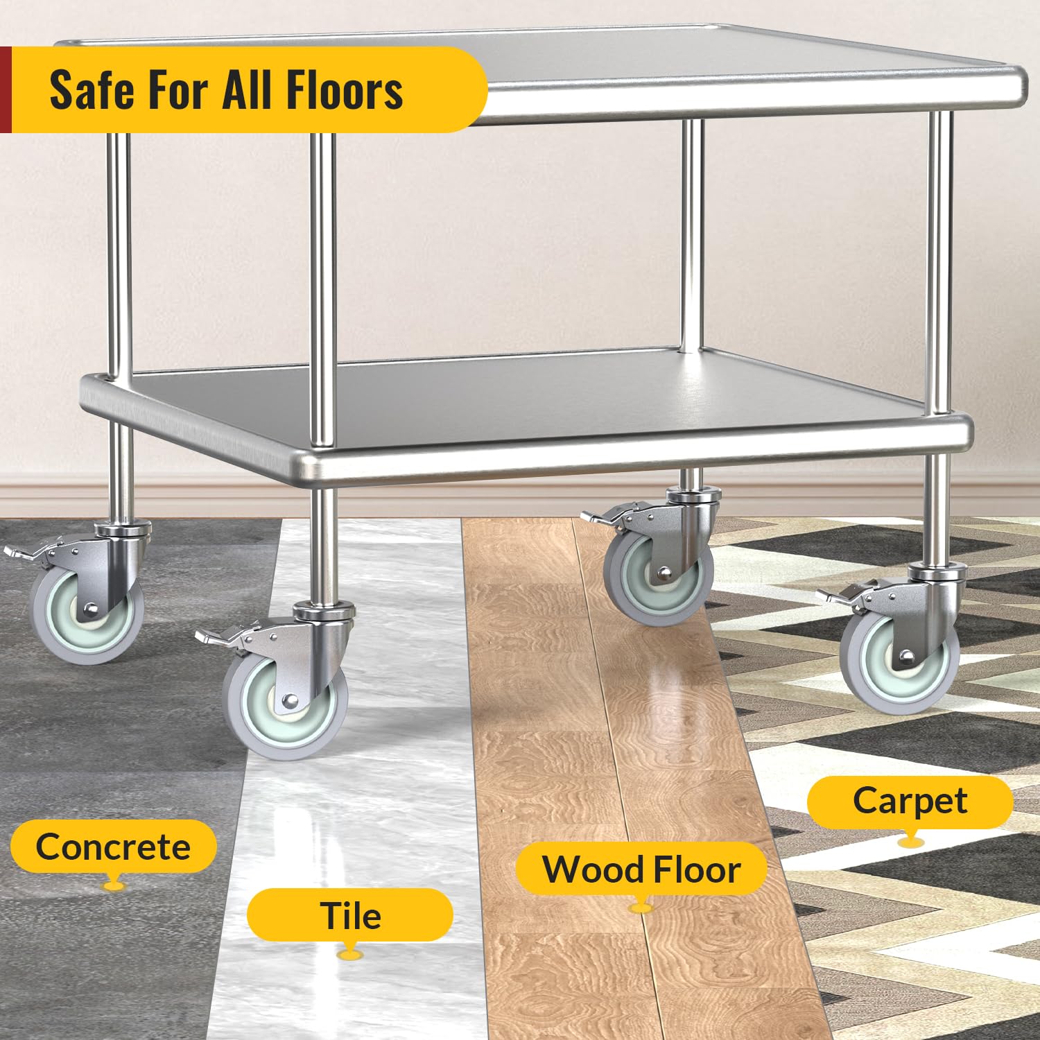 5-inch adjustable expanding stem casters rolling smoothly on multiple floor types - Holkie