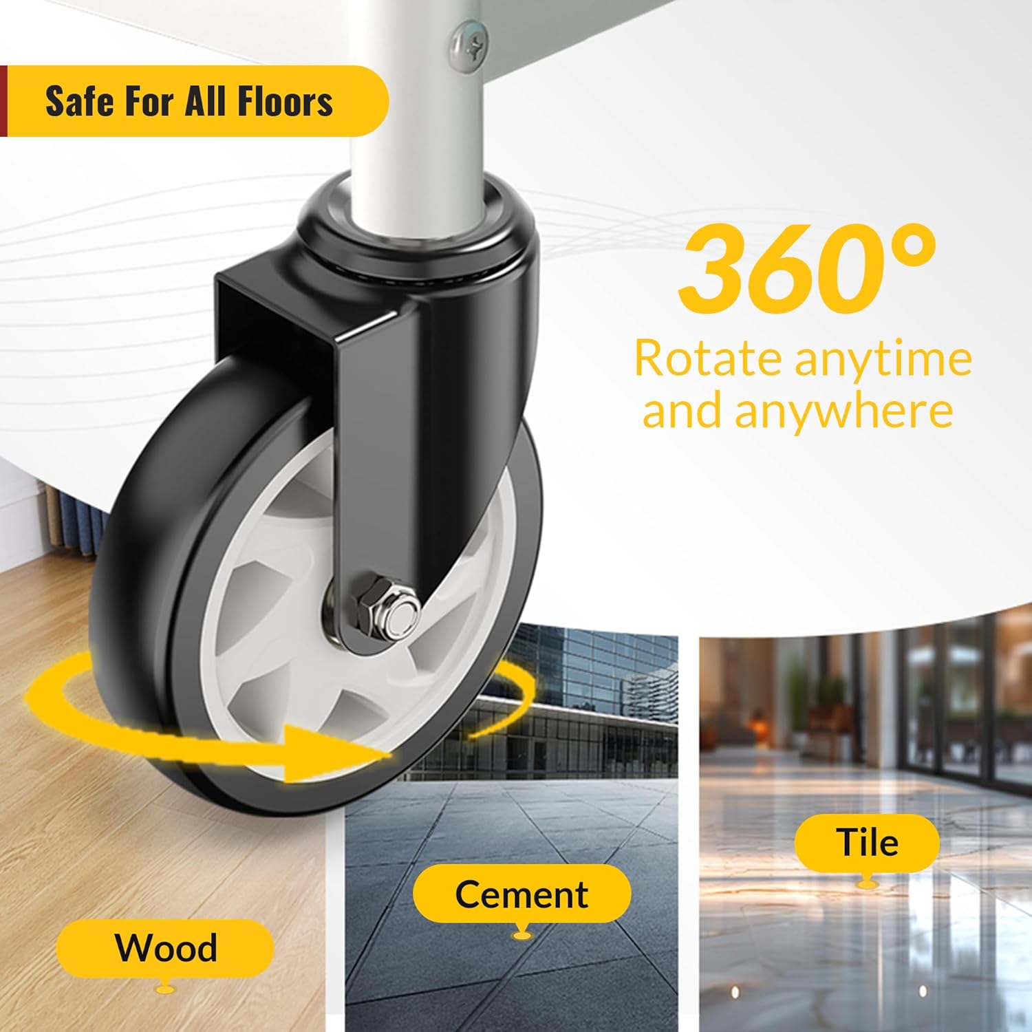 5 inch no brake black suitable wood and tile - Holkie