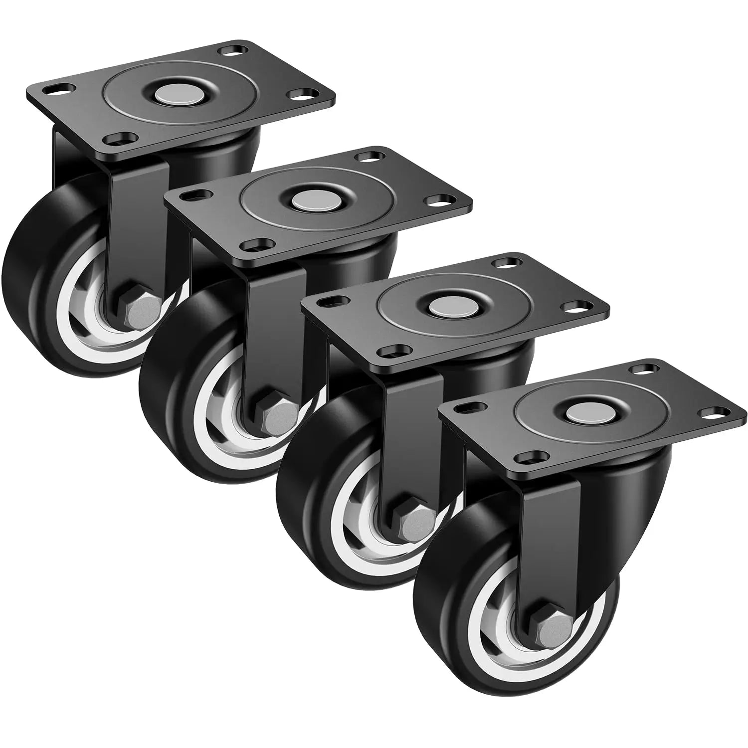 3 in Plate Casters Black without Brake
