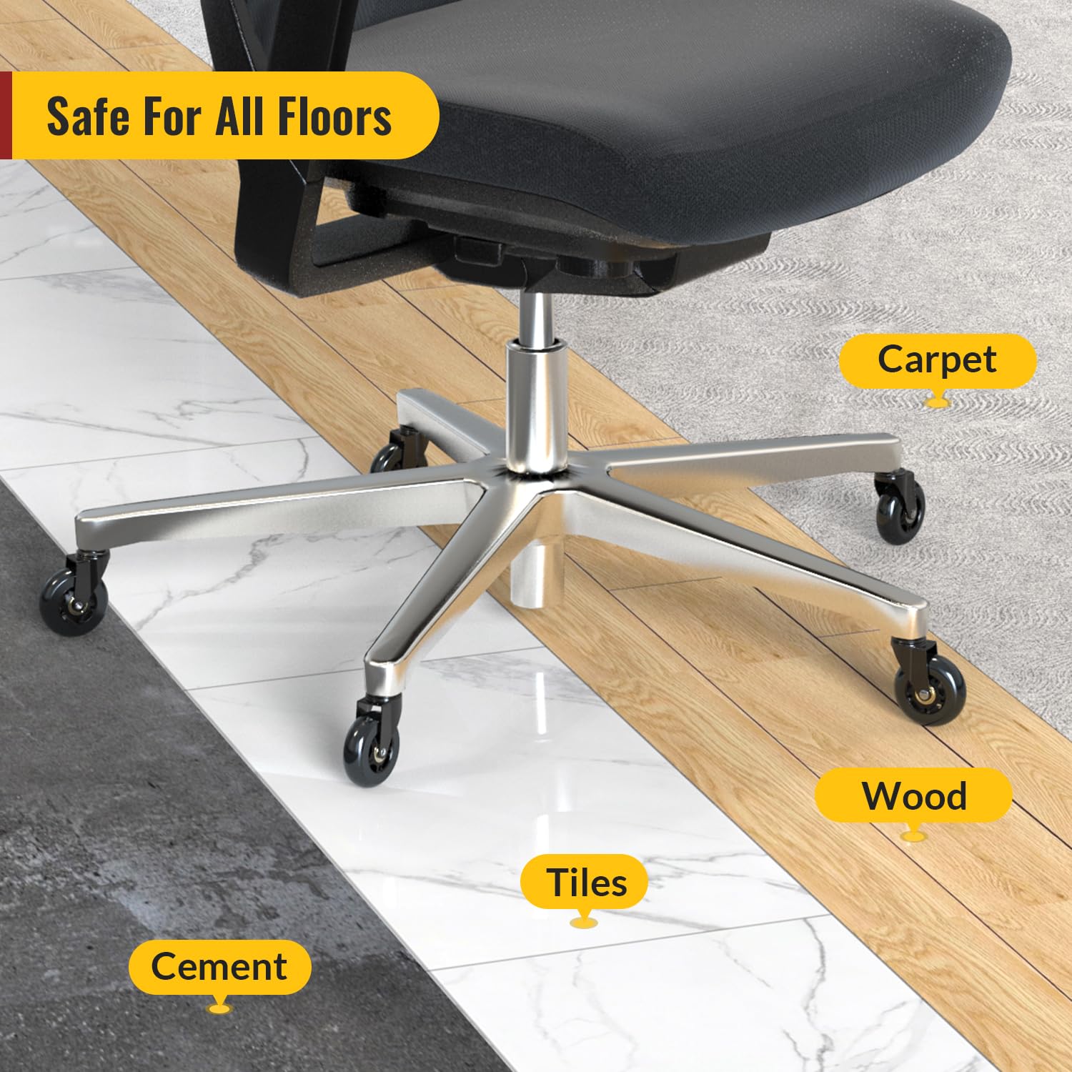 Black Office Chair Wheels 11x22mm