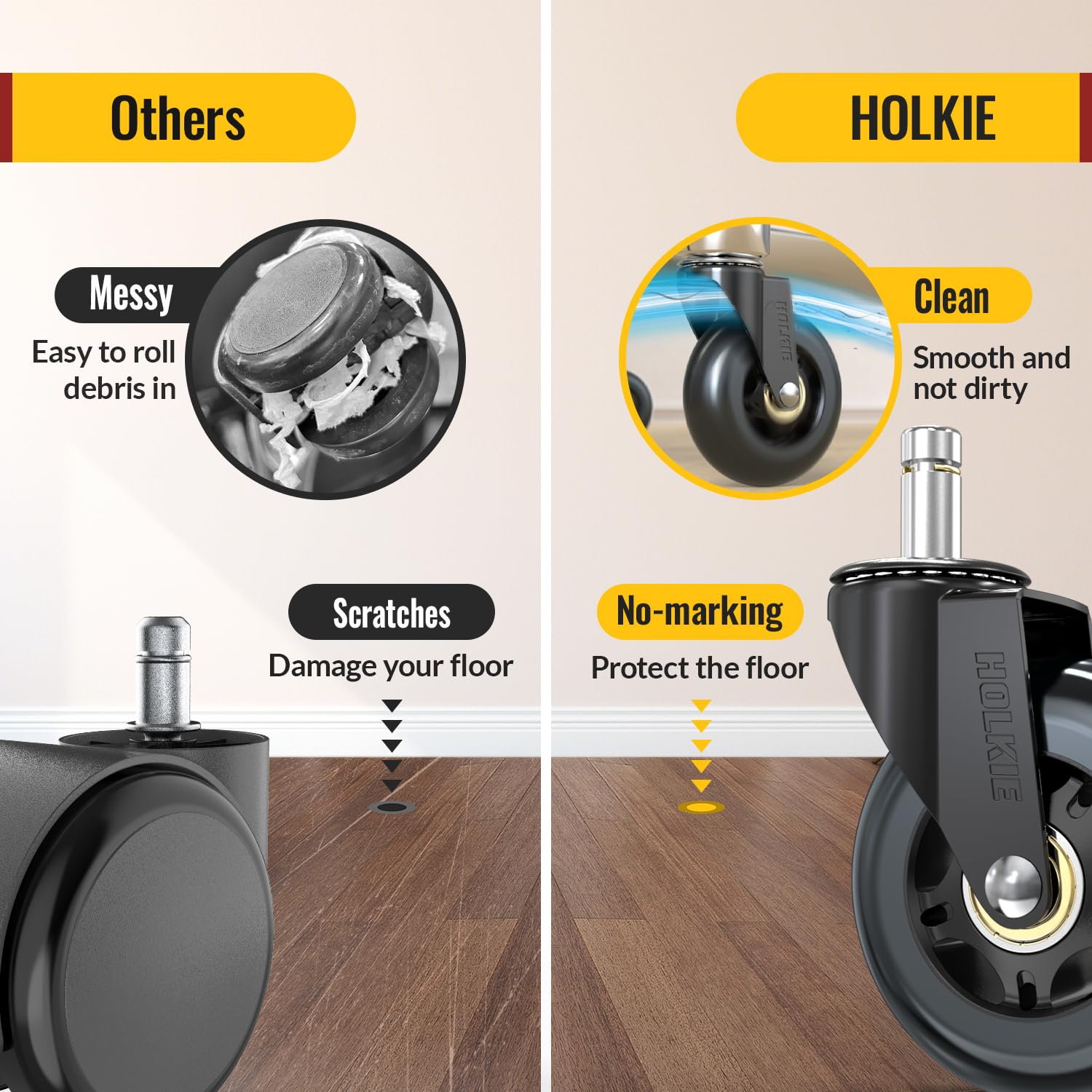 Black Office Chair Wheels 11x22mm