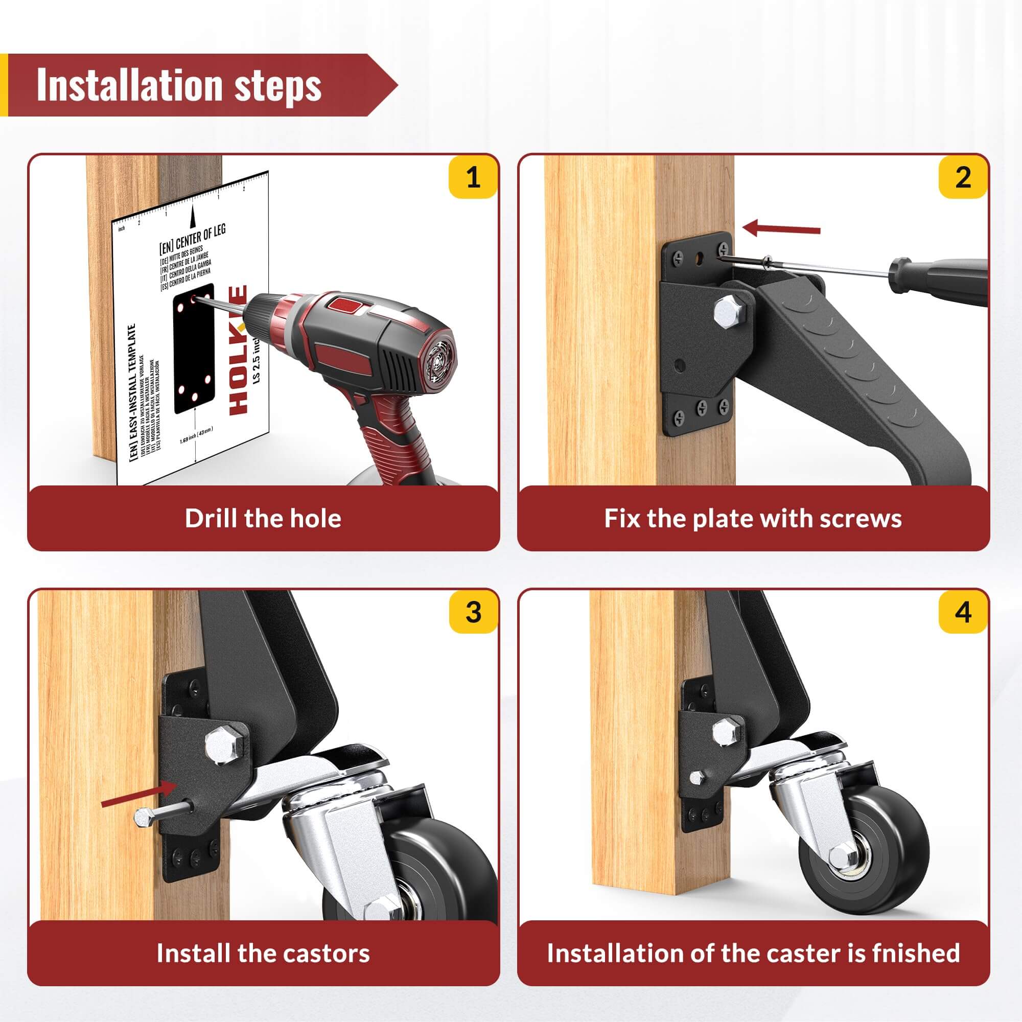 Retractable Casters with Lifting and Lowering Function