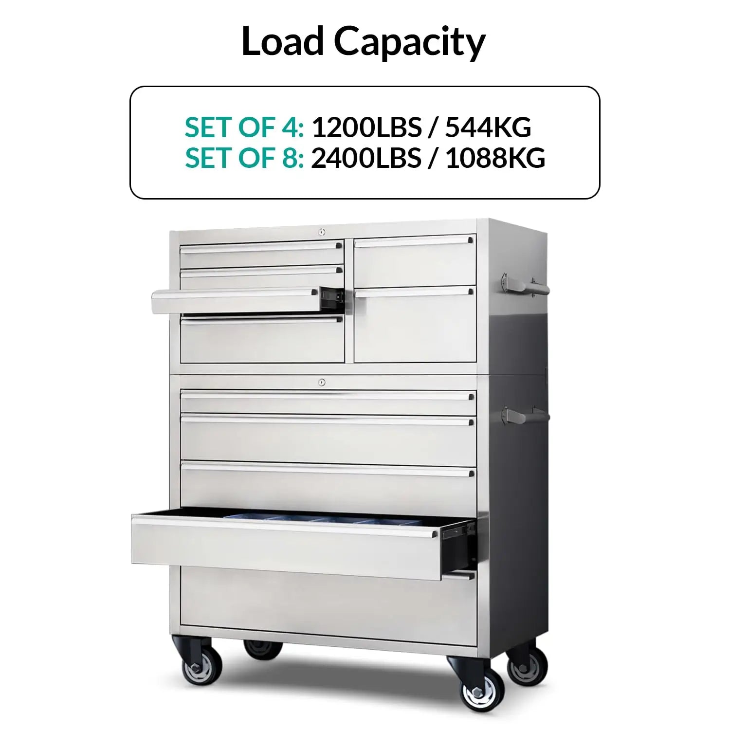 4 in Plate Casters Black without Brake (Set of 8)