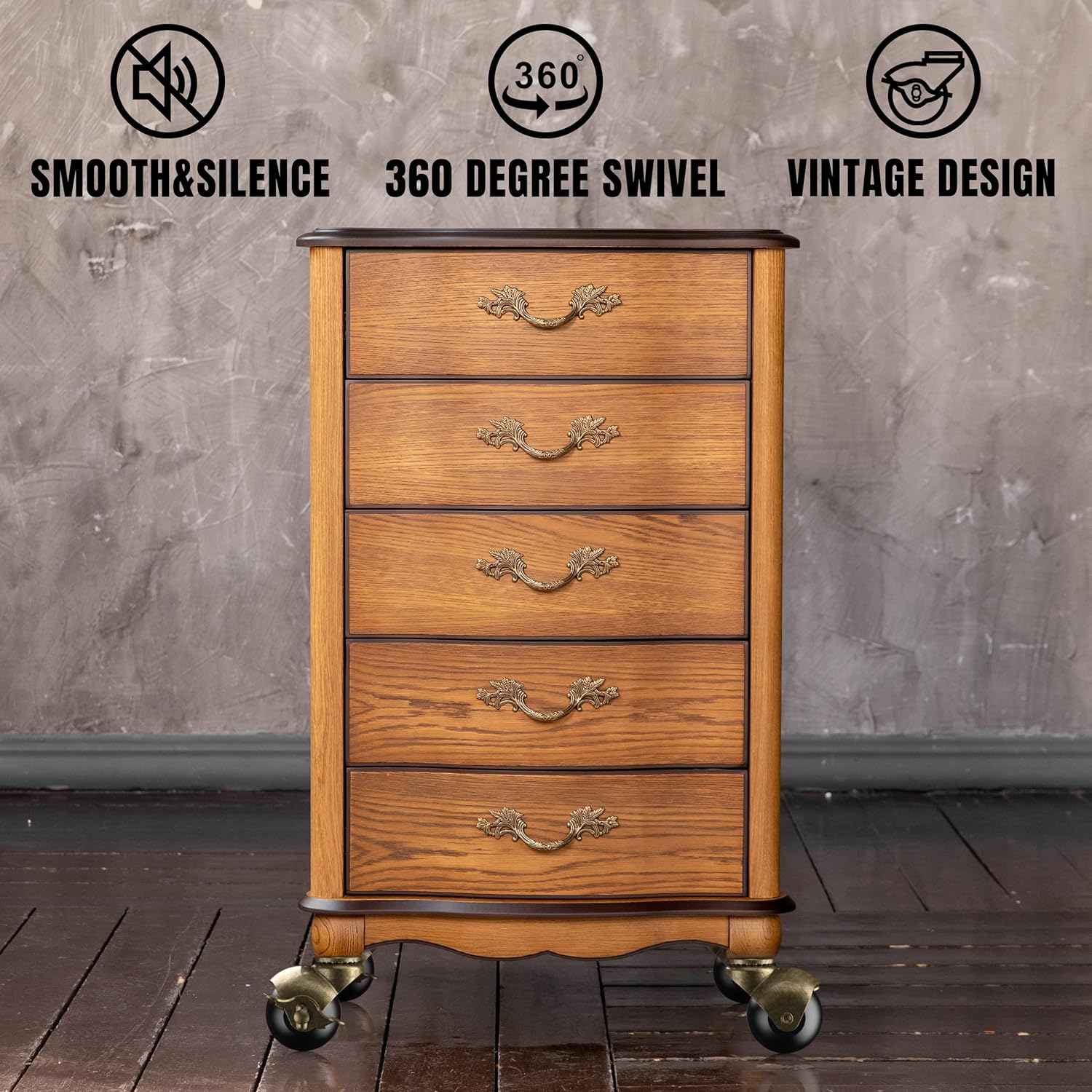 Antique brass ball casters installed on vintage cabinet - Holkie