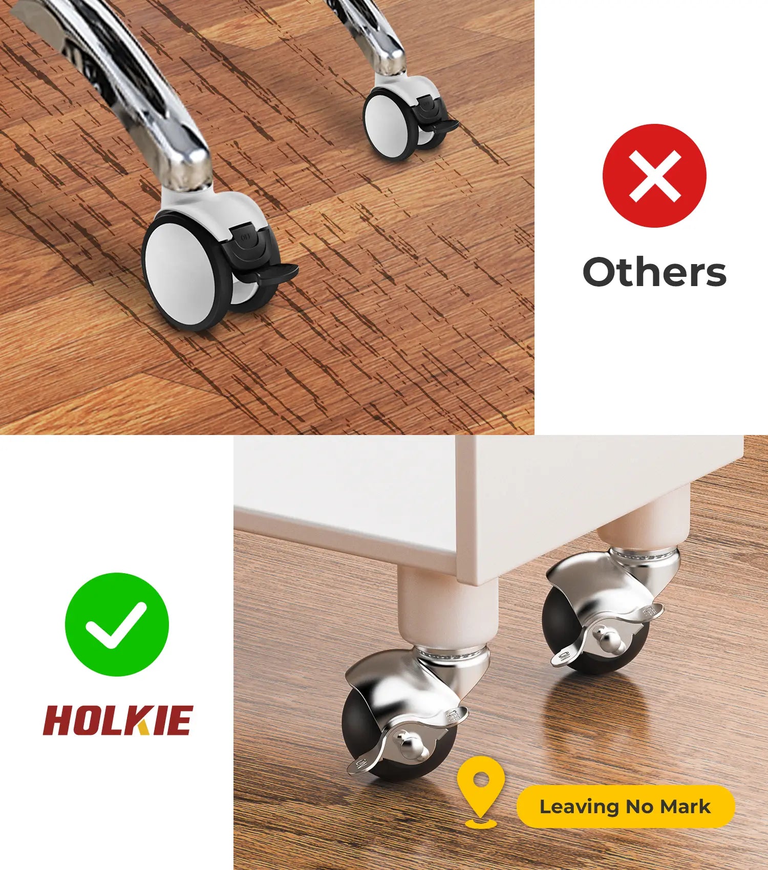 ball caster vs wheel caster for wood floor, chrome