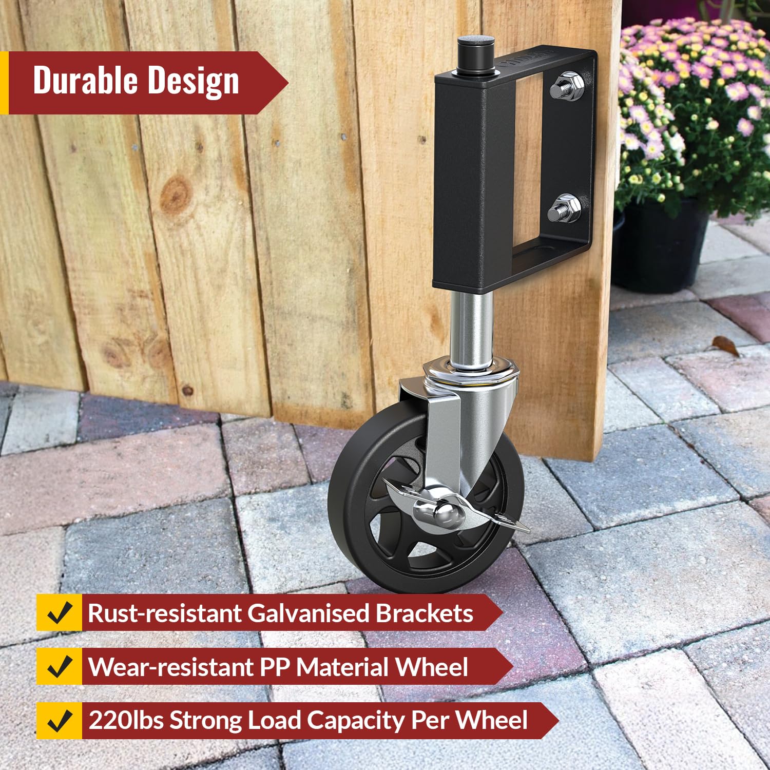 4 in Heavy Duty Gate Wheel with Built-in Spring Loaded