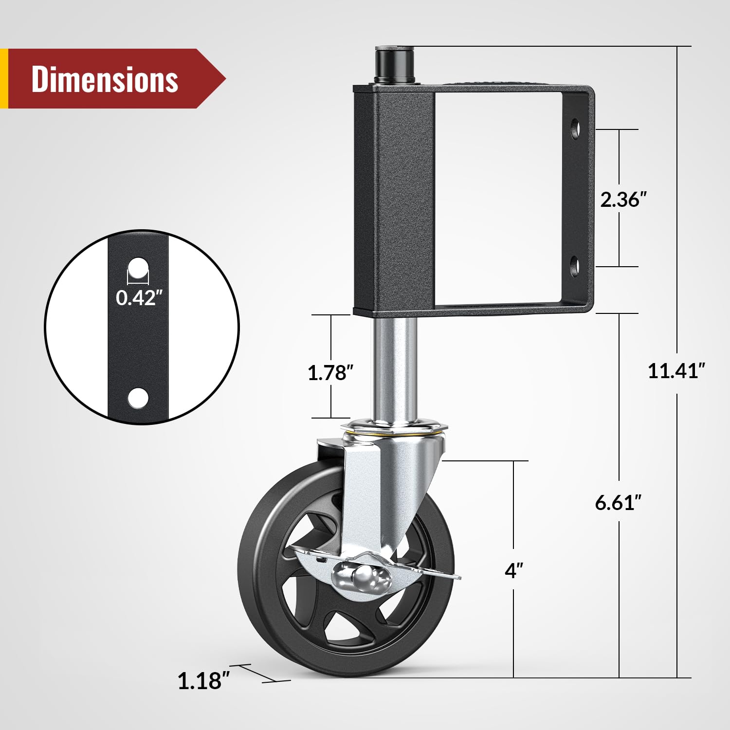 4 in Heavy Duty Gate Wheel with Built-in Spring Loaded