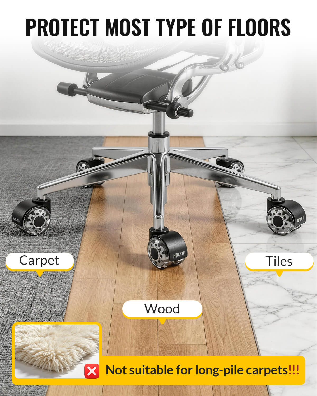 dual rubber office caster grey suitable for many floors in smooth mobility - Holkie