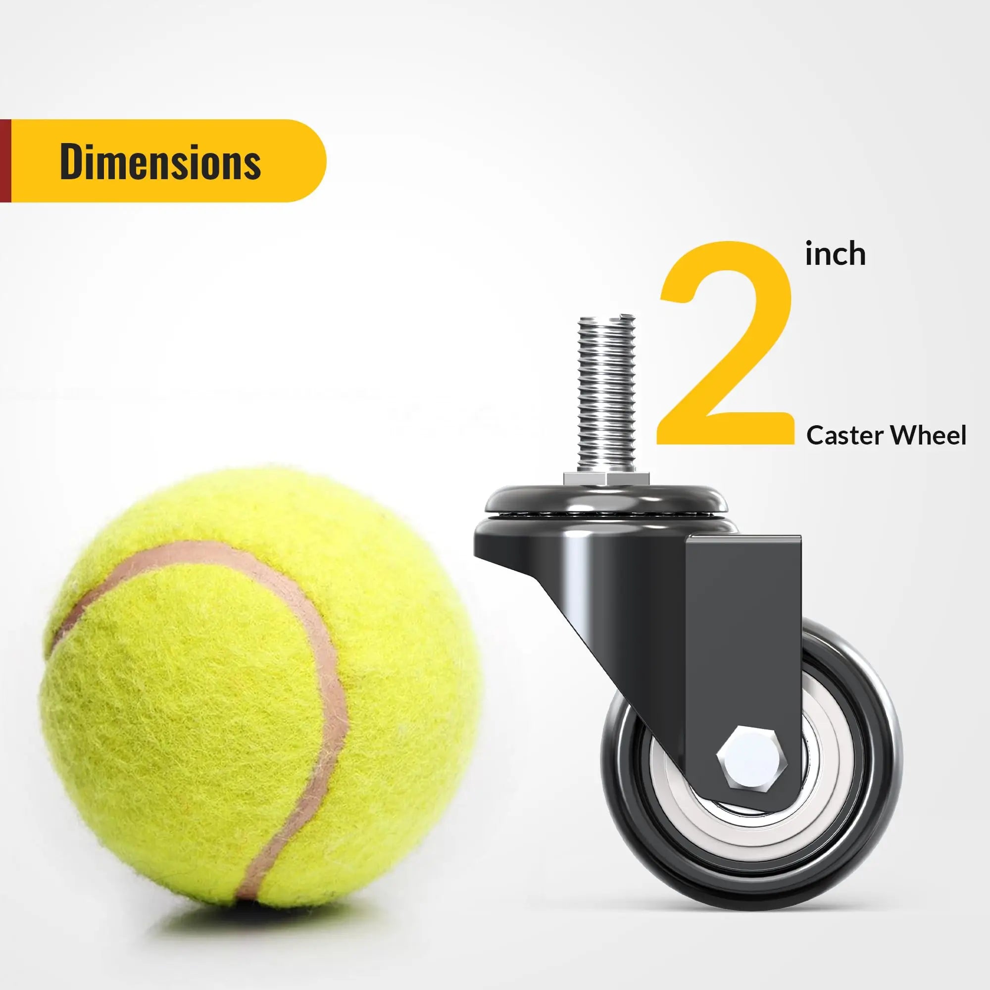 2 in Stem Casters Black without brake 3/8" -16 x 1"