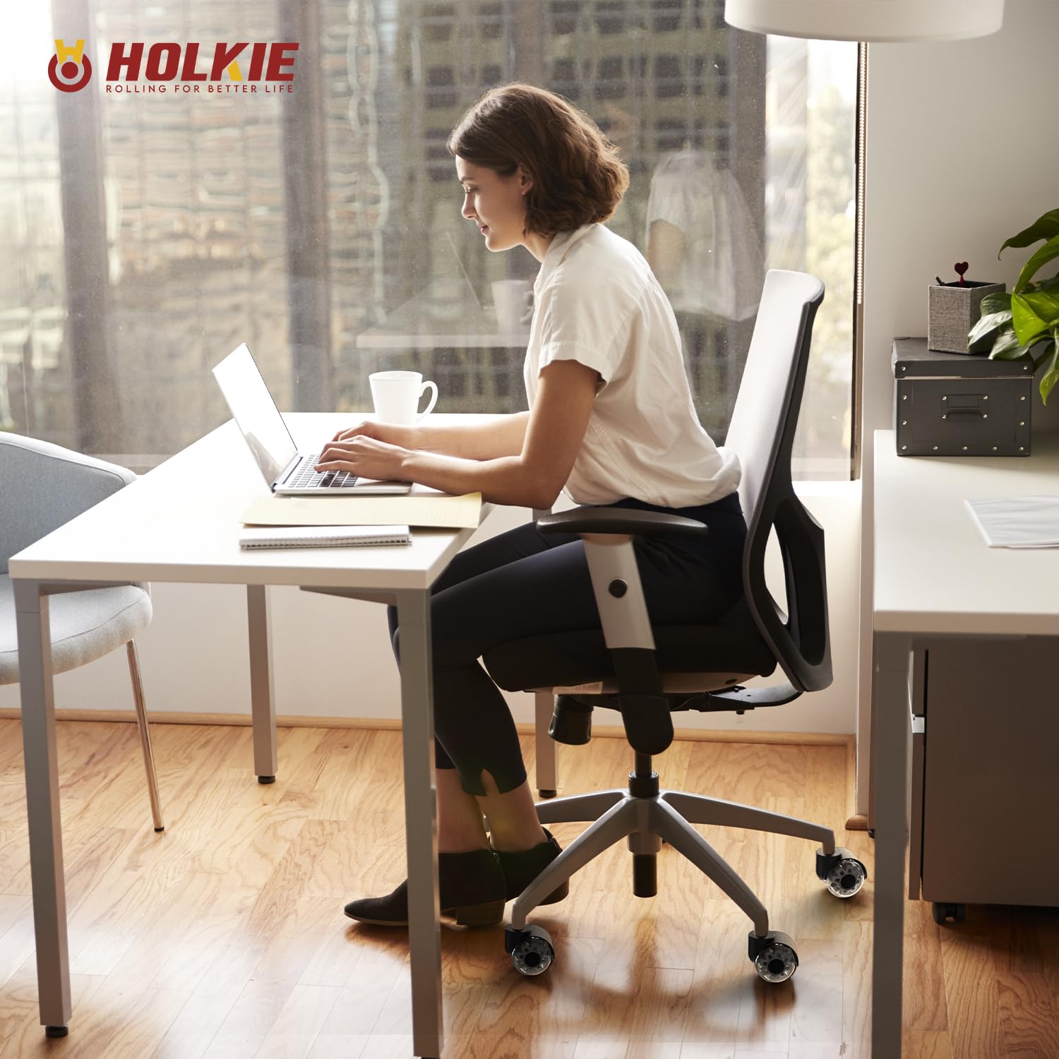 Grey dual rubber office caster can be used in office - Holkie