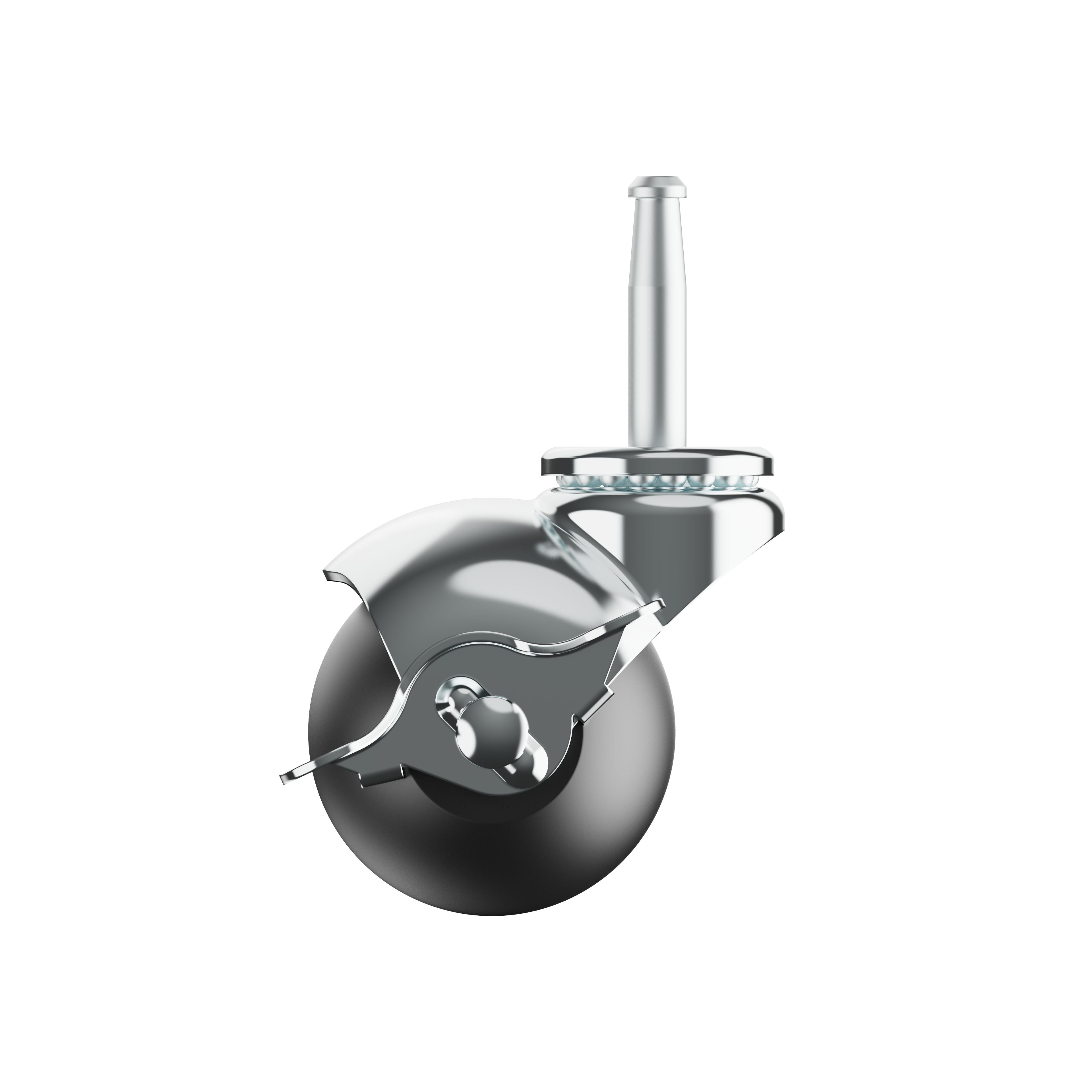 2 in Ball Stem Casters Grey with Brake 5/16" x 1-1/2"