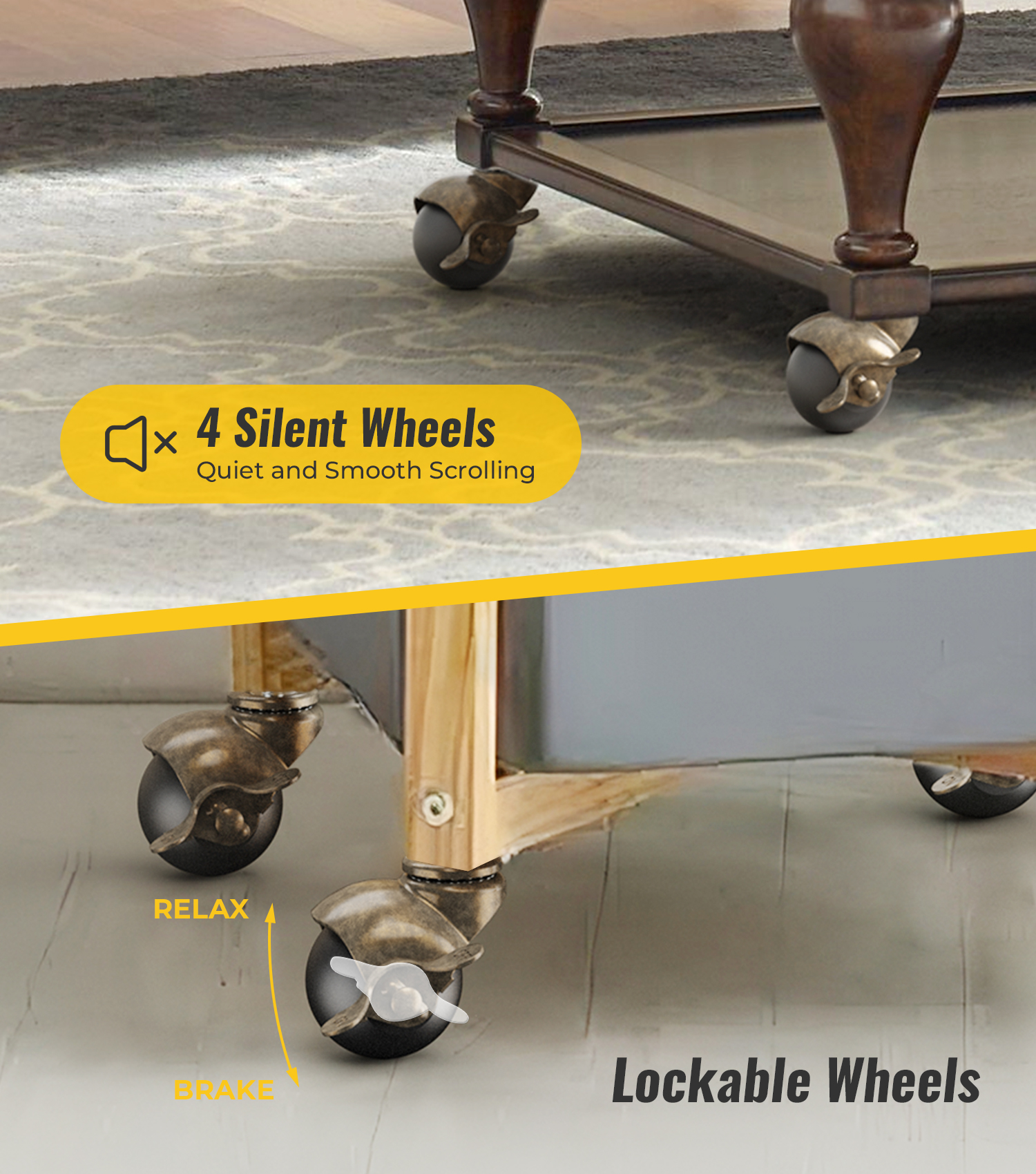 2 in Ball Stem Casters Brass with Brake Steam Threaded 1.5"X0.3"