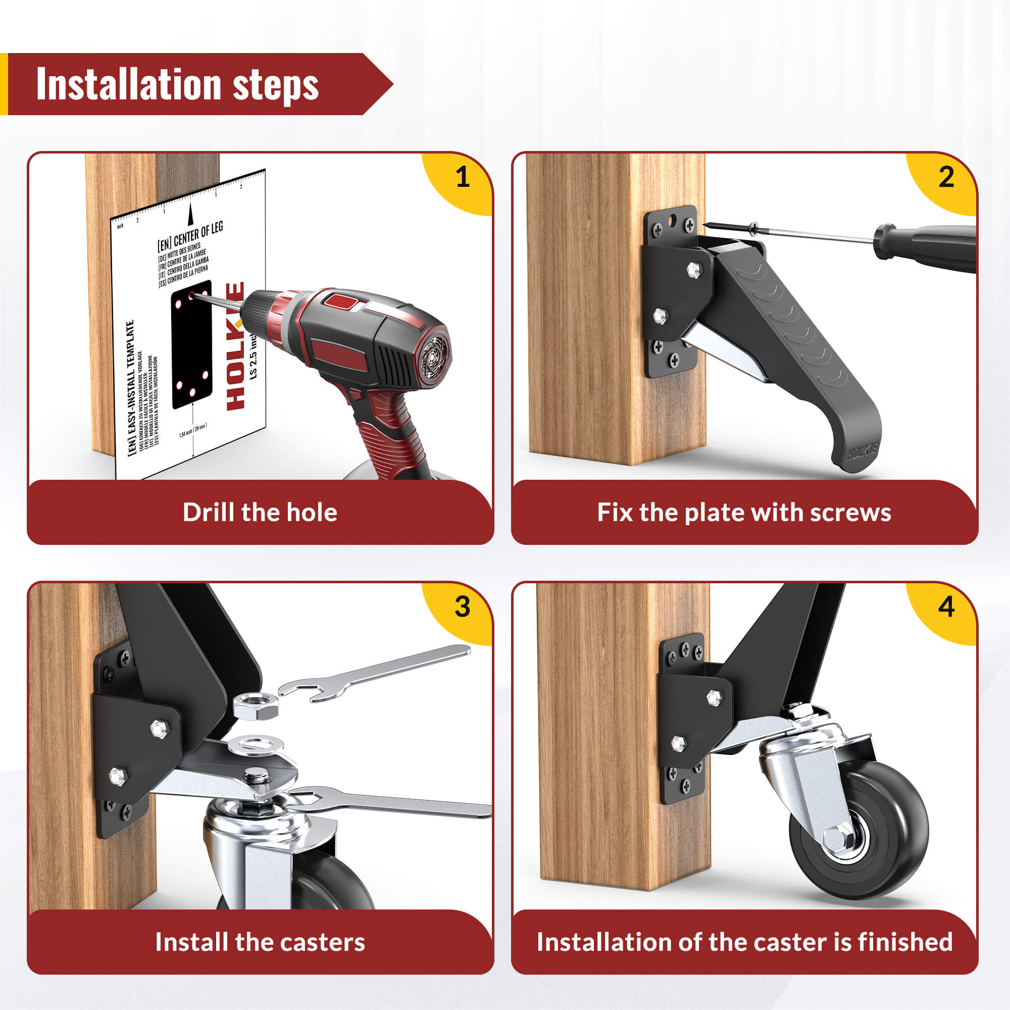 Retractable Casters with Lifting and Lowering Function
