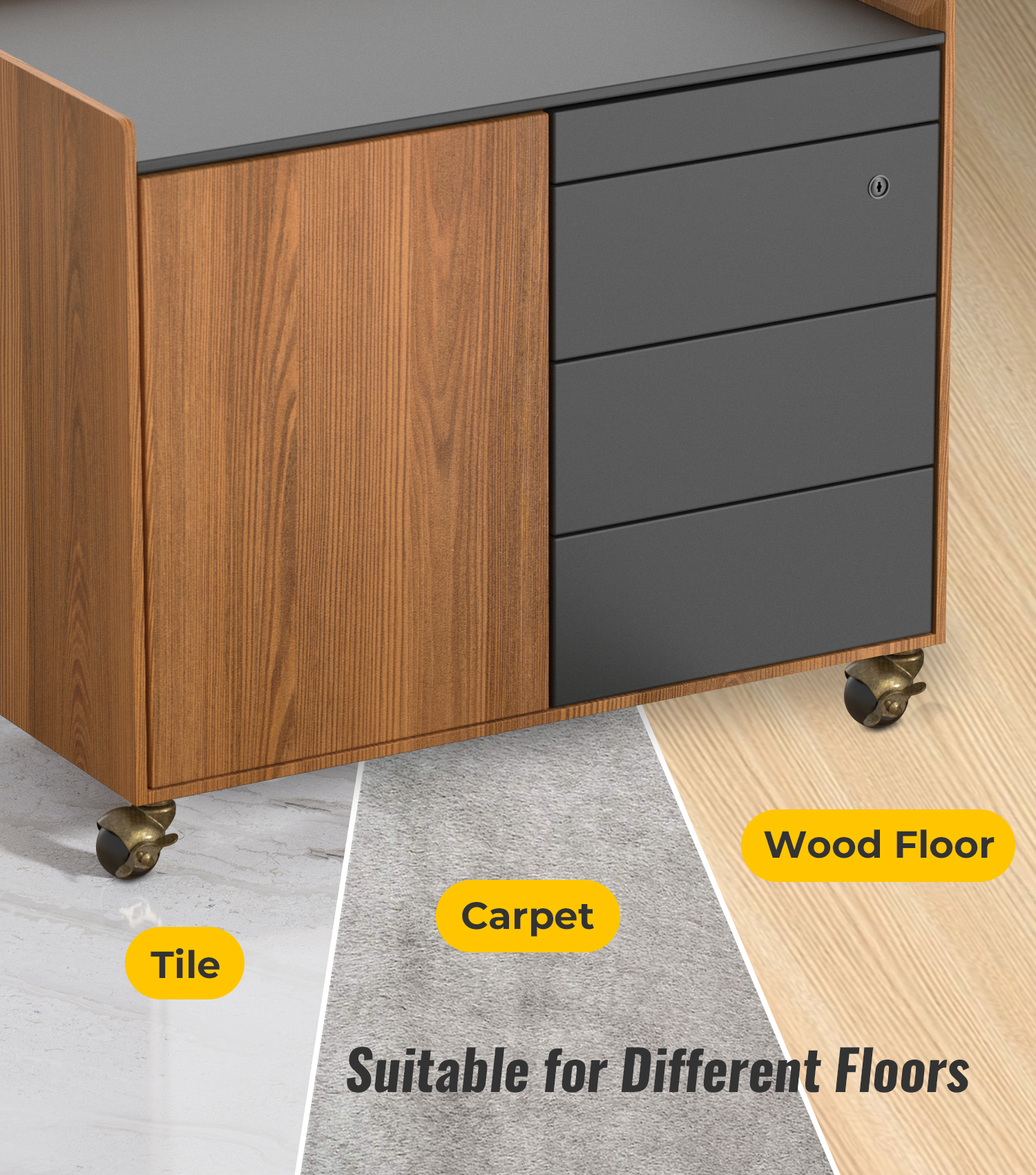 2 in Ball Stem Casters Brass with Brake Steam Threaded 1.5"X0.3"