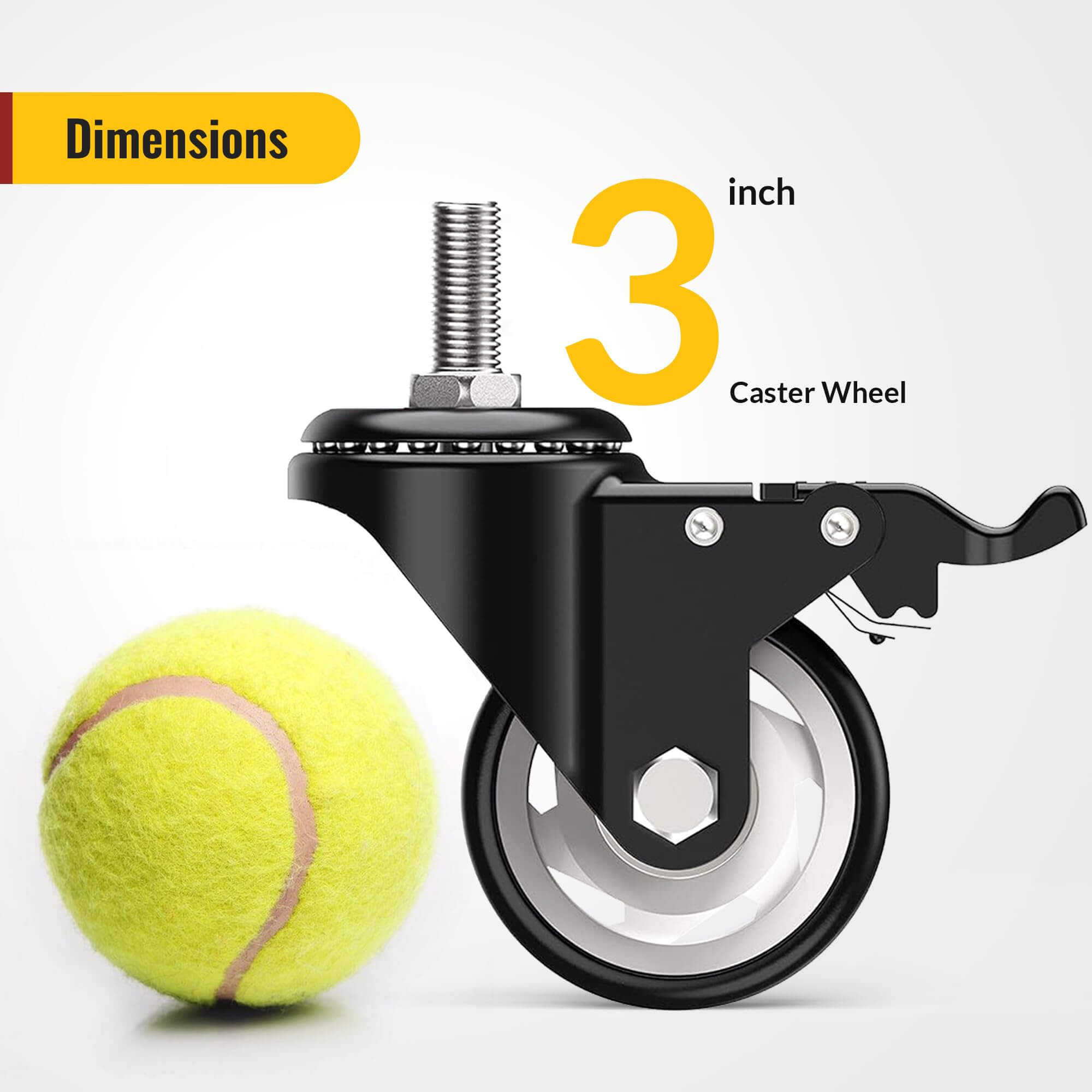 3 Inch Threaded Stem Casters (3/8"-16 UNC × 1")
