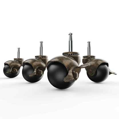 2 in Ball Stem Casters Brass with Brake Steam Threaded 1.5"X0.3"