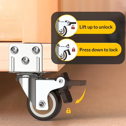 1.25 inch L-shaped caster with total brake function, shown lock and unlock method -Holkie