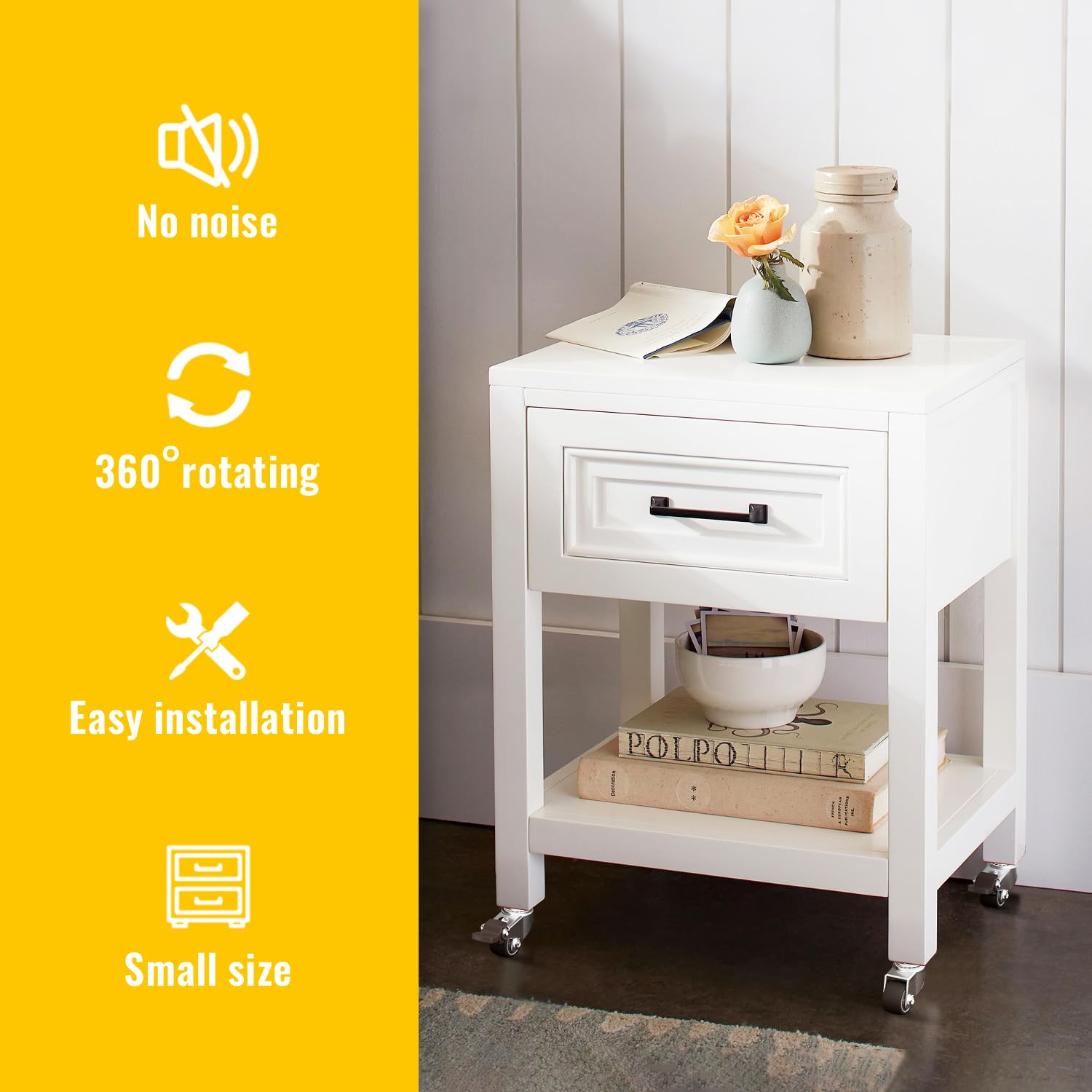 1 inch stem caster brown on white drawer - Holkie