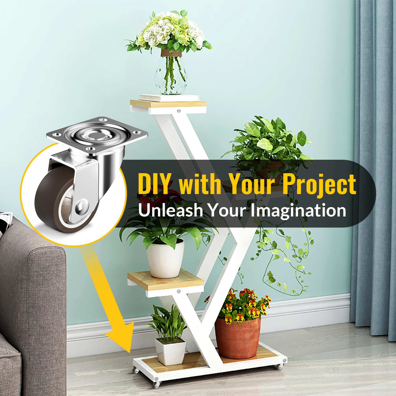 1.5 in Plate Casters Brown without Brake