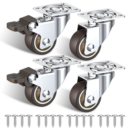 1.5 in Plate Casters Brown (2 Brake & 2 No Brake)