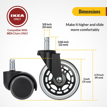 Transparent Office Chair Wheels 10x22mm