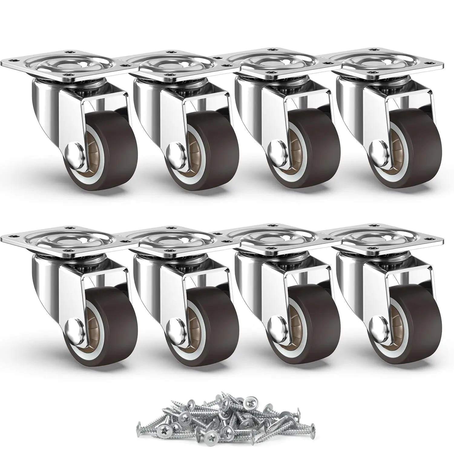 1 in Plate Casters Brown without Brake (Set of 8)