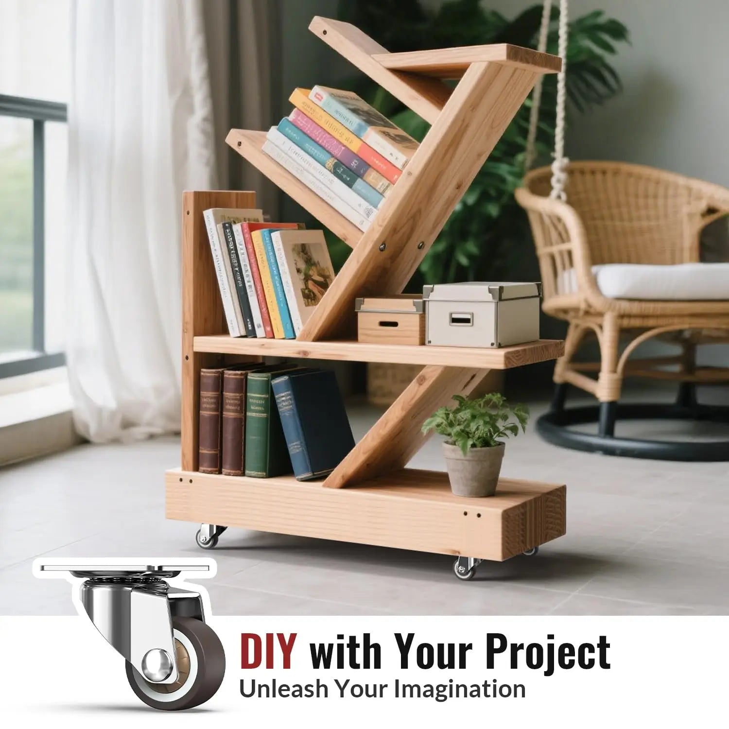 1 in Plate Casters Brown without Brake (Set of 8)