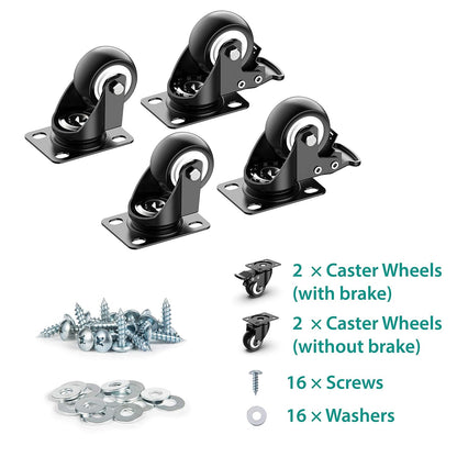Combo 2 brake & 2 free 2 inch plate caster packing