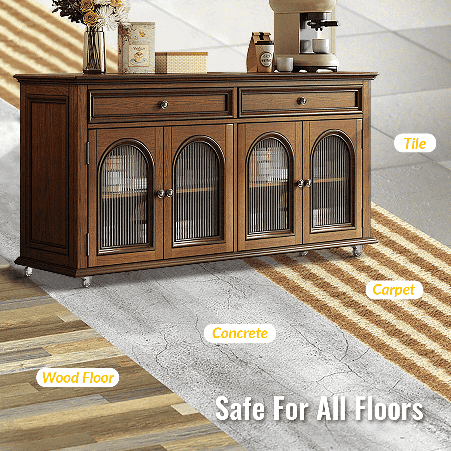 2 inch plate caster brown combo suitable carpet, tile and wood floor.