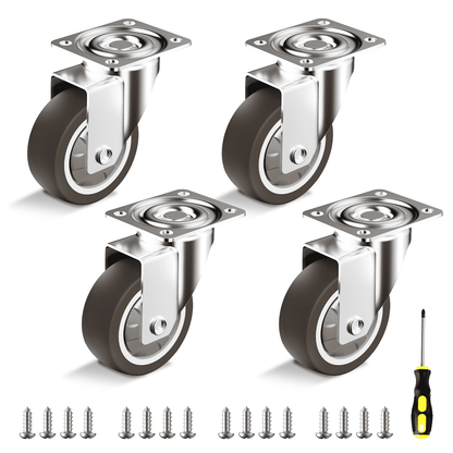 2-inch brown TPR wheel plate casters without brake for industrial carts - Holkie