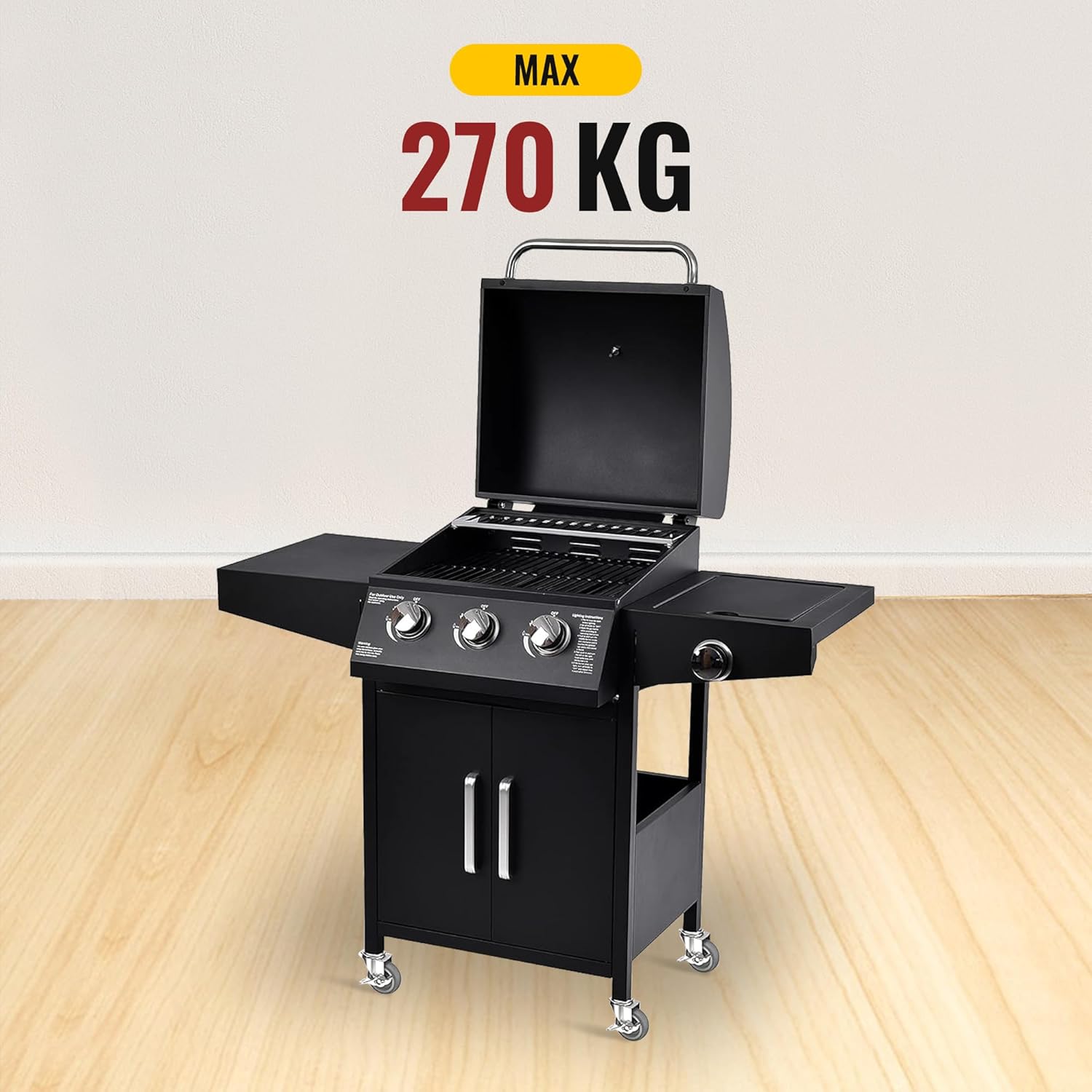 270 kg load capacity, 3 inch stem casters with threaded stem gray - Holkie