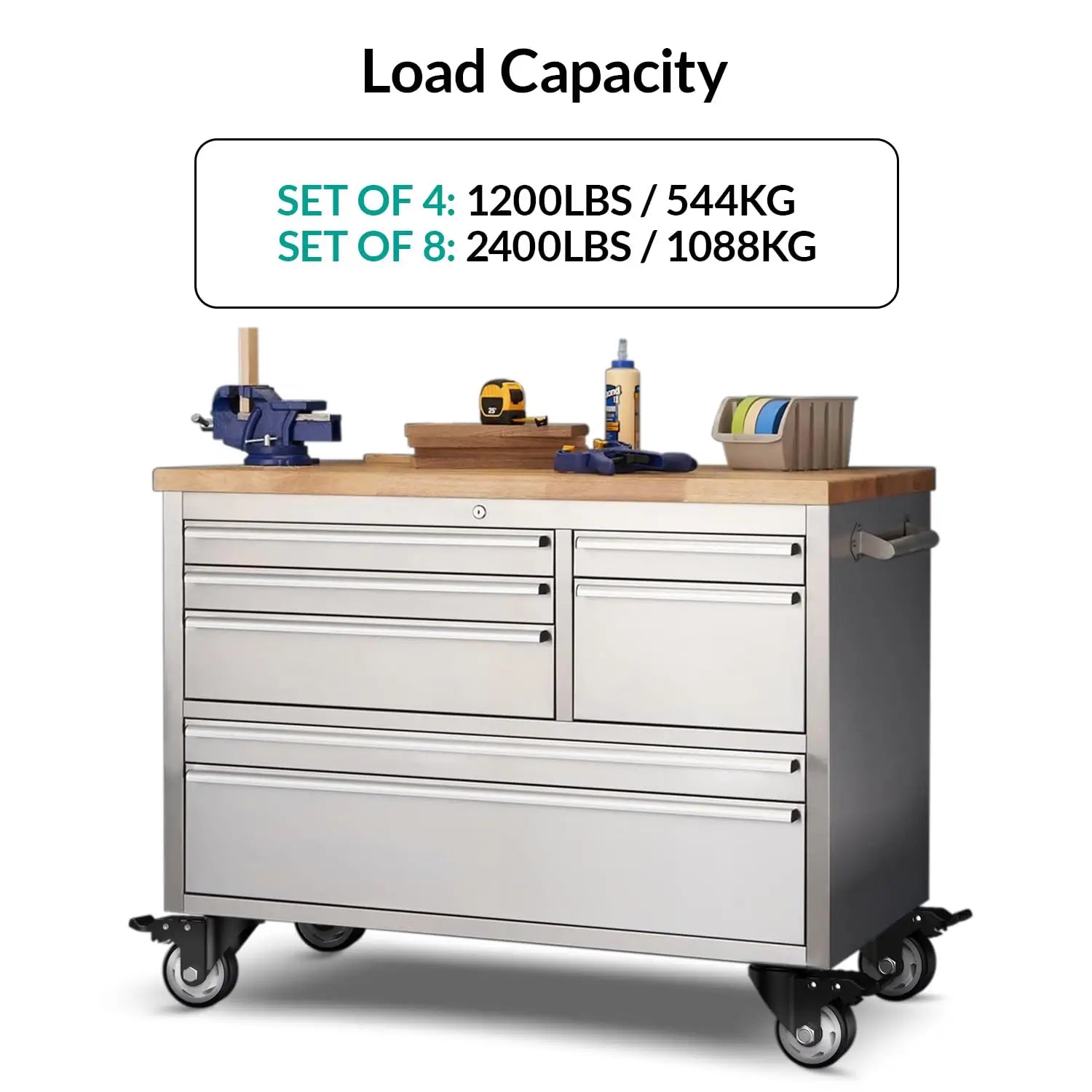 4 in Plate Casters Black with Brake (Set of 8)