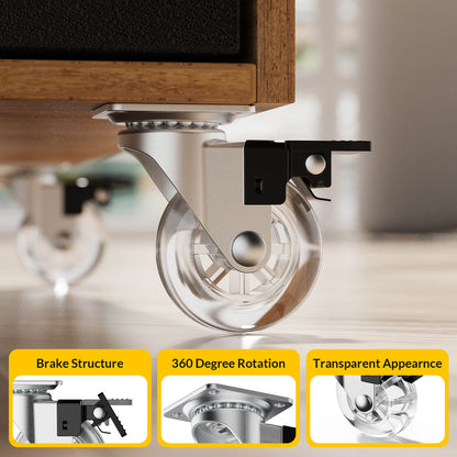 2 in Clear Furniture Plate Casters with Brake