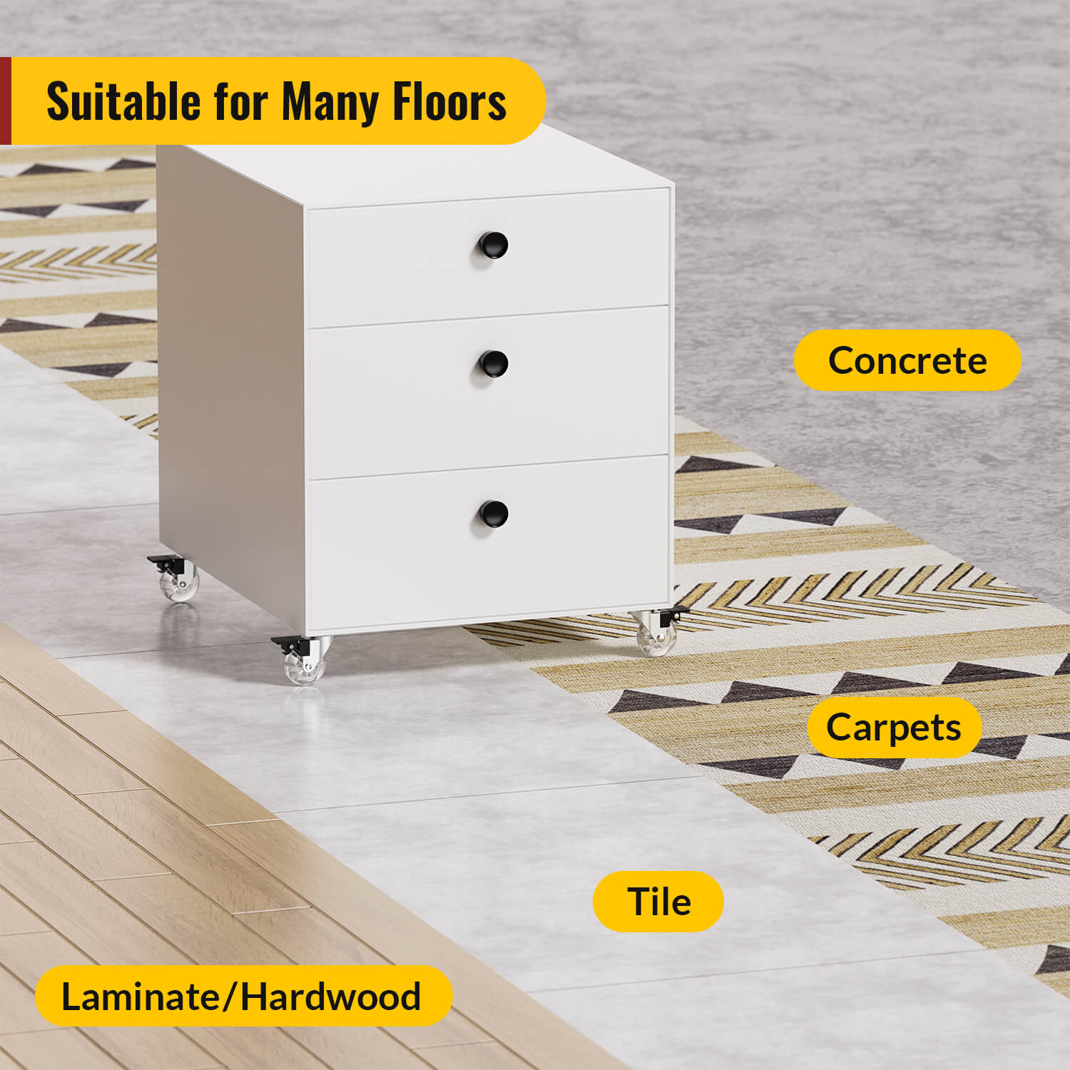 2 in Clear Furniture Plate Casters with Brake