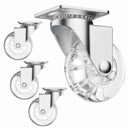 2 in Clear Furniture Plate Casters without Brake
