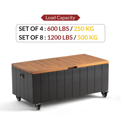 2 in Plate Casters Black with Brake (Set of 8)