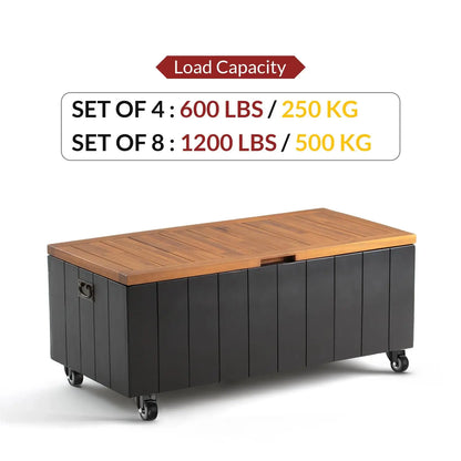 2 in Plate Casters Black without Brake (Set of 8)