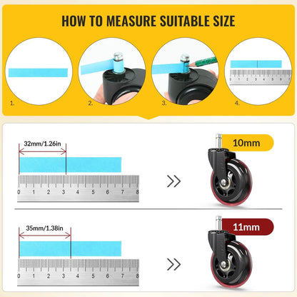 Red Office Chair Wheels 11x22mm